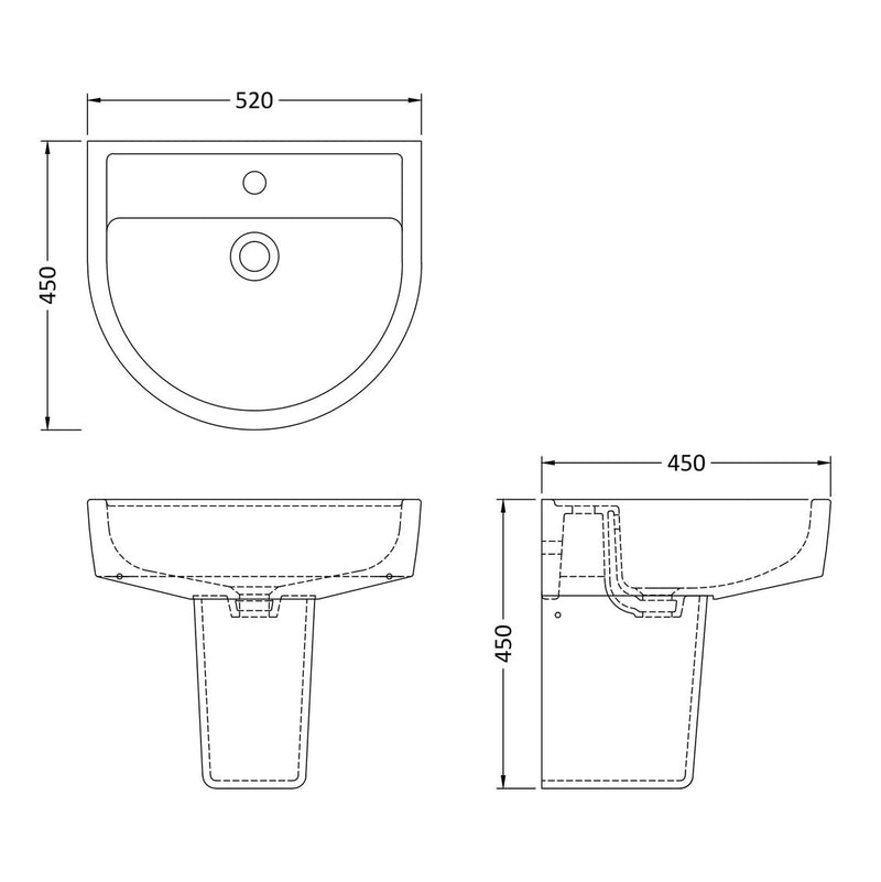 Capri 520mm Basin & Semi Pedestal