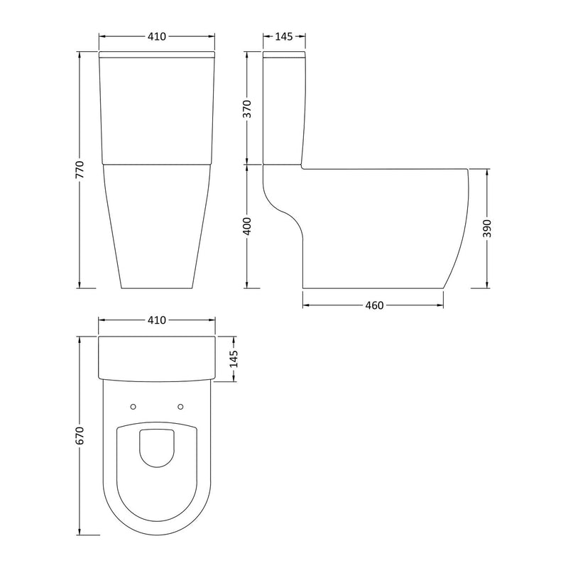 Nuie Provost Semi Flush To Wall Close Coupled Toilet & Soft Close Seat - 670mm Projection