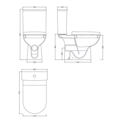 Nuie Asselby Close Coupled Toilet & Soft Close Seat - 670mm Projection