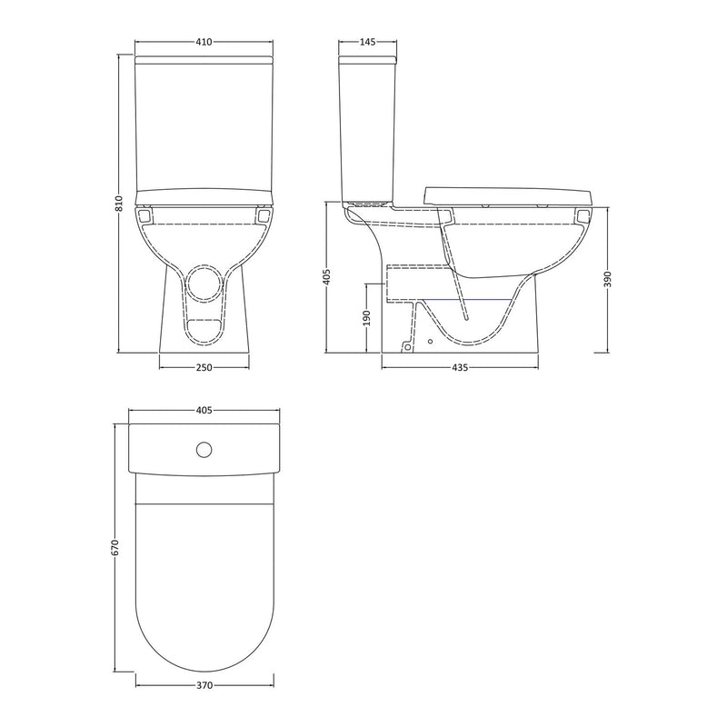 Nuie Asselby Close Coupled Toilet & Soft Close Seat - 670mm Projection