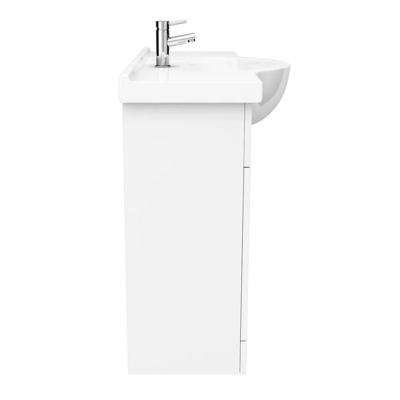 Nuie Mayford 1050 x 330mm Floor Standing Vanity Unit With 2 Doors, 3 Drawers & Ceramic Basin - Gloss White