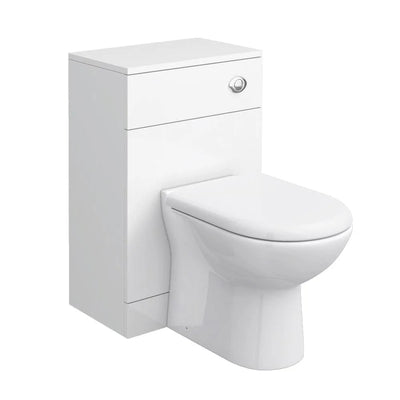 Nuie Saturn 1050 x 300mm Furniture Pack With Basin, Cistern, Back To Wall Toilet & Soft Close Seat - Gloss White