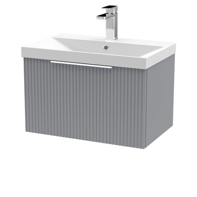 Hudson Reed Fluted Wall Hung 600mm Vanity Unit With 1 Drawer & Thin Edge Ceramic Basin - Satin Grey