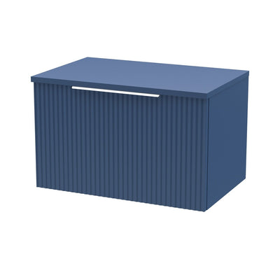 Hudson Reed Fluted Wall Hung 600mm Vanity Unit With 1 Drawer & Worktop - Satin Blue