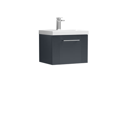Nuie Deco 500 x 383mm Wall Hung Vanity Unit With 1 Drawer & Mid Edge Basin - Anthracite Satin