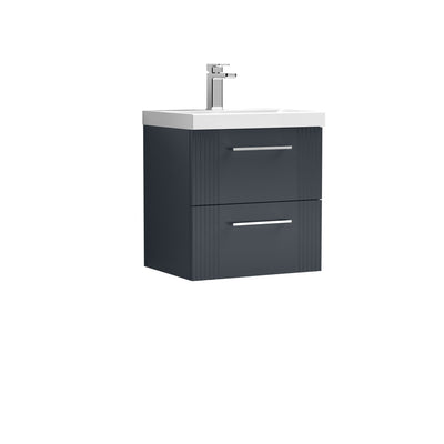 Nuie Deco 500 x 383mm Wall Hung Vanity Unit With 2 Drawers & Mid Edge Basin - Anthracite Satin