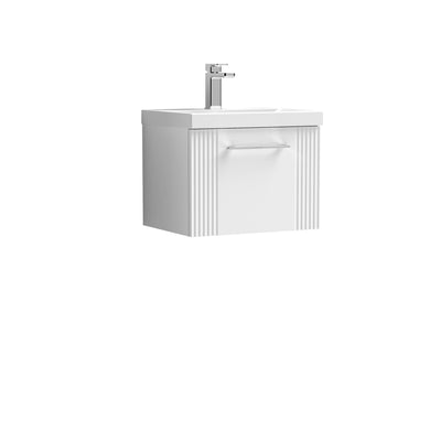 Nuie Deco 500 x 383mm Wall Hung Vanity Unit With 1 Drawer & Mid Edge Basin - White Satin