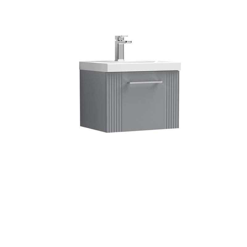 Nuie Deco 500 x 383mm Wall Hung Vanity Unit With 1 Drawer & Mid Edge Basin - Grey Satin