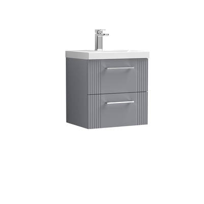 Nuie Deco 500 x 383mm Wall Hung Vanity Unit With 2 Drawers & Mid Edge Basin - Grey Satin
