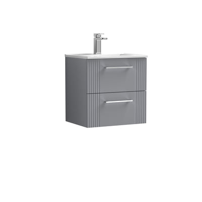 Nuie Deco 500 x 383mm Wall Hung Vanity Unit With 2 Drawers & Minimalist Basin - Grey Satin