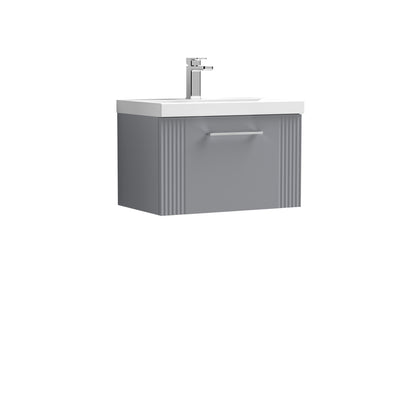 Nuie Deco 600 x 383mm Wall Hung Vanity Unit With 1 Drawer & Mid Edge Basin - Grey Satin