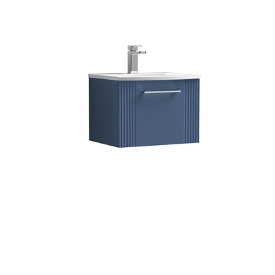 Nuie Deco 500 x 383mm Wall Hung Vanity Unit With 1 Drawer & Curved Basin - Blue Satin