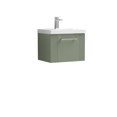 Nuie Deco 500 x 383mm Wall Hung Vanity Unit With 1 Drawer & Mid Edge Basin - Green Satin