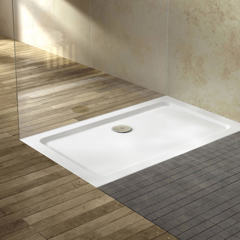 Stone Resin 40mm Rectangular Shower Tray 1700 x 700mm With End Waste