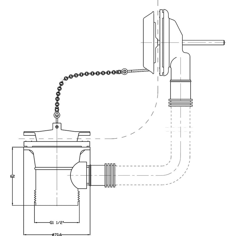 Bath Plug & Ball Chain Waste With Retainer