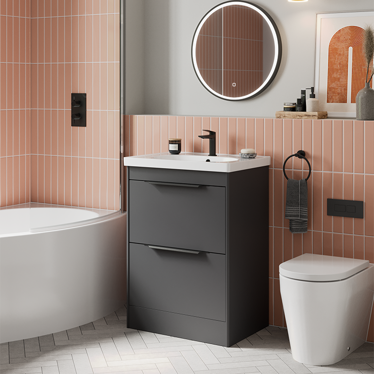 Britton Bathrooms Shoreditch 650mm Floorstanding Vanity Unit With Origin Round Basin