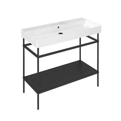 Britton Bathrooms Shoreditch  Frame 1000mm Furniture Stand and Basin - Black