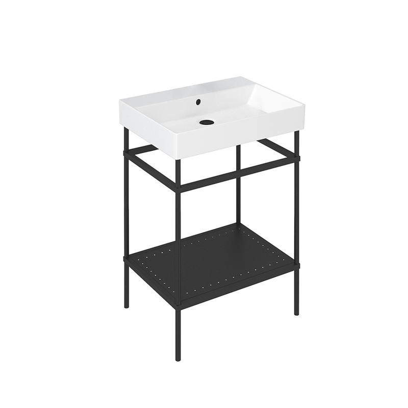 Britton Bathrooms Shoreditch  Frame 600mm Furniture Stand and Basin - Black