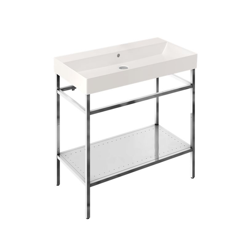 Britton Bathrooms Shoreditch  Frame 850mm Furniture Stand and Basin - Polished Stainless Steel