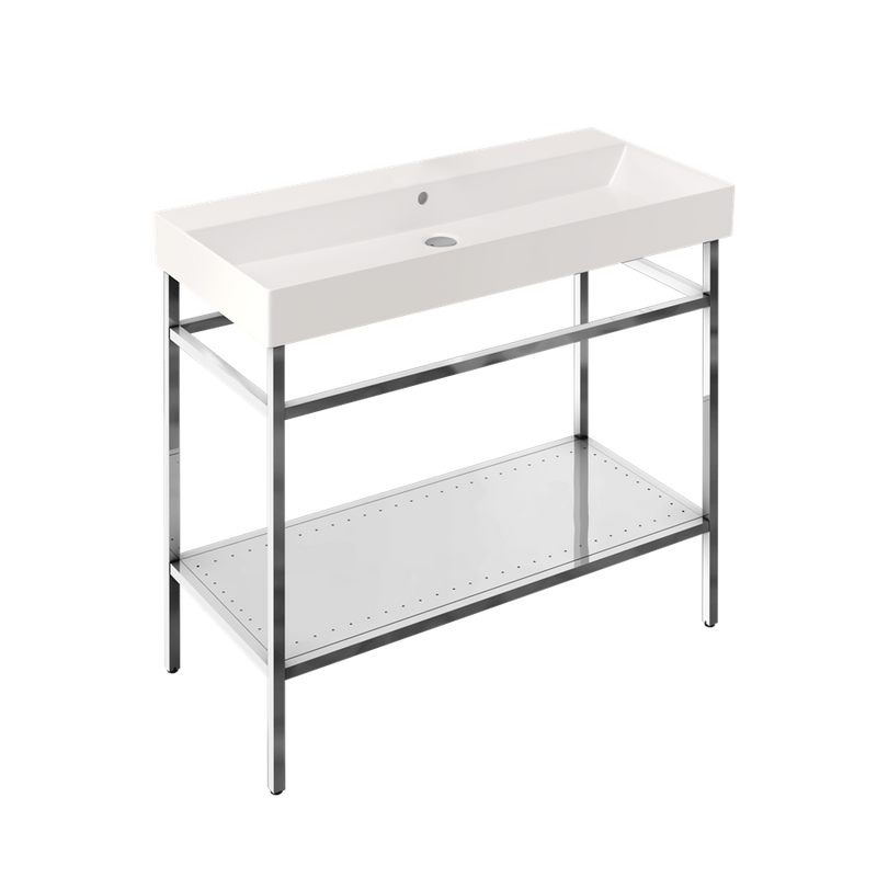 Britton Bathrooms Shoreditch  Frame 1000mm Furniture Stand and Basin - Polished Stainless Steel