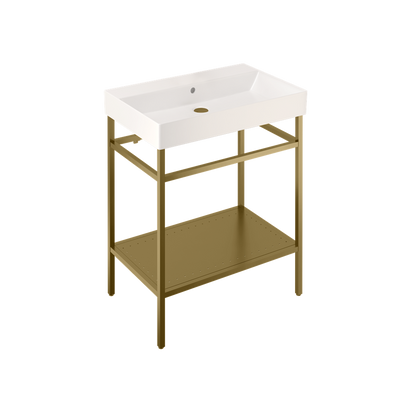 Britton Bathrooms Shoreditch  Frame 700mm Furniture Stand and Basin - Brushed Brass