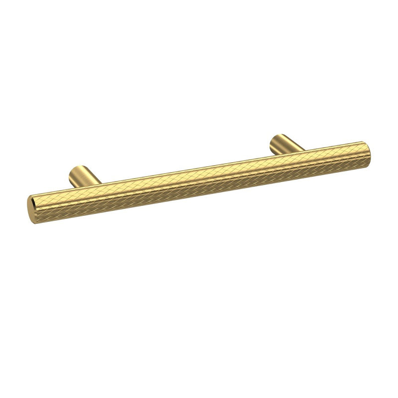 Knurled Bar Handle With 96mm Centres - Brushed Brass