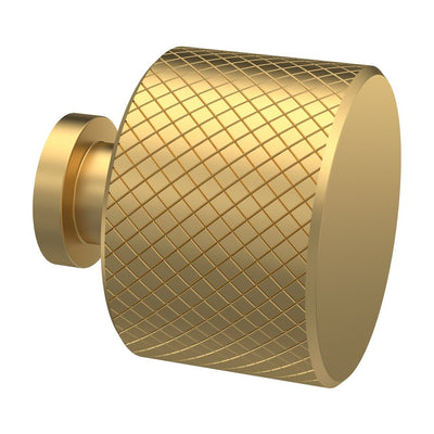 Knurled Round Knob - Brushed Brass