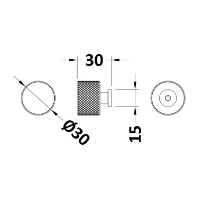 Knurled Round Knob - Brushed Brass