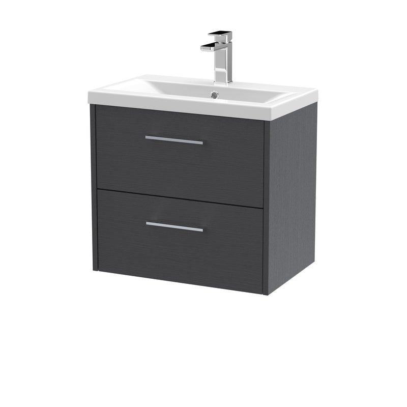 Hudson Reed Juno Wall Hung 600mm Vanity Unit With 2 Drawers & Mid-Edge Ceramic Basin - Graphite Grey