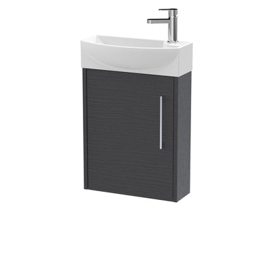 Hudson Reed Juno Compact Wall Hung 440mm Vanity Unit With Ceramic Basin - Left Hand - Graphite Grey