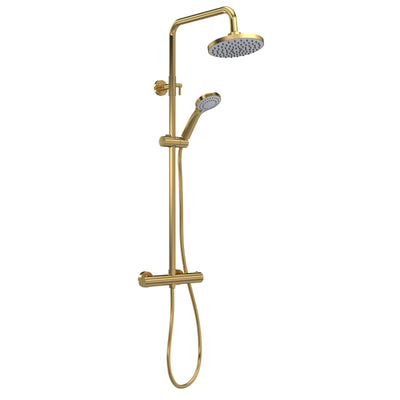 Lana Brushed Brass Round Thermostatic Exposed Shower Kit