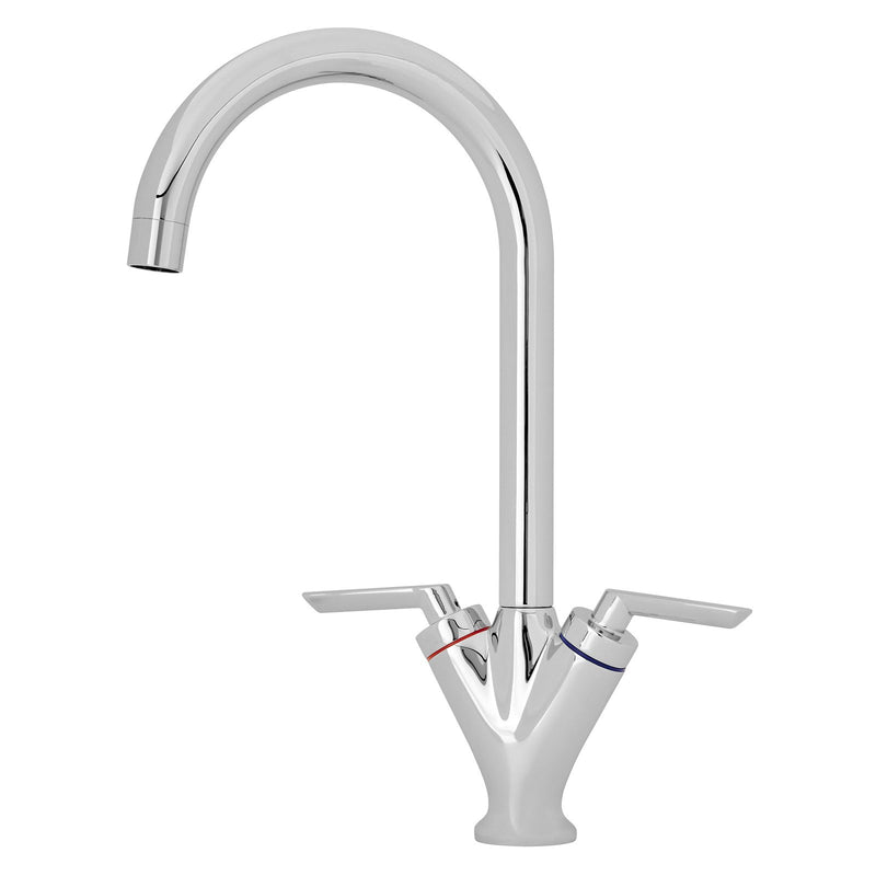 Layla Lever Dual Handle Kitchen Mixer Tap With Swivel Spout