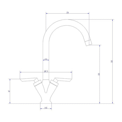 Layla Lever Dual Handle Kitchen Mixer Tap With Swivel Spout
