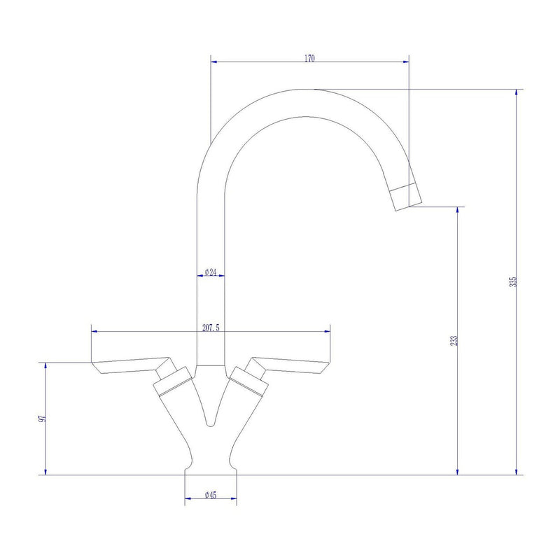 Layla Lever Dual Handle Kitchen Mixer Tap With Swivel Spout