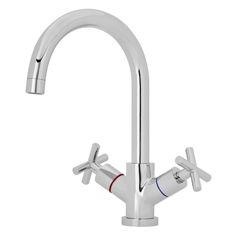 Layla Crosshead Dual Handle Kitchen Mixer Tap With Swivel Spout