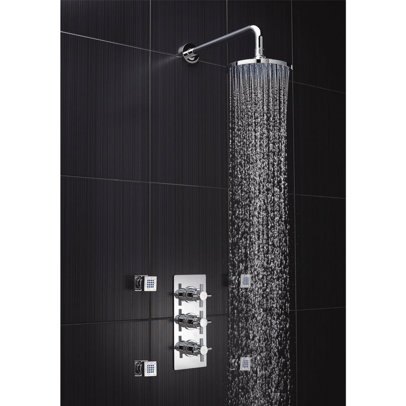 Hudson Reed Tec Cross 2 Outlet Triple Handle Concealed Thermostatic Shower Valve - Chrome
