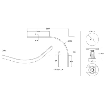 Easy Plumb Riser Kit For 1000-1200mm Offset & Quadrant Shower Trays
