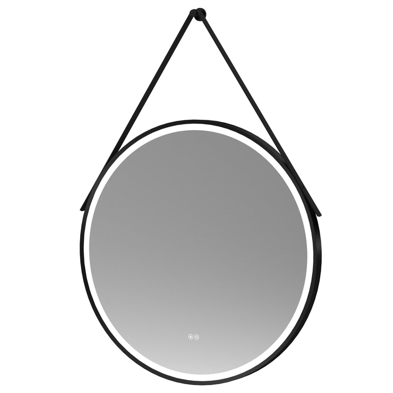 Hudson Reed Salana Black Framed LED Touch Sensor Mirror With Black Strap - 800 x 800mm
