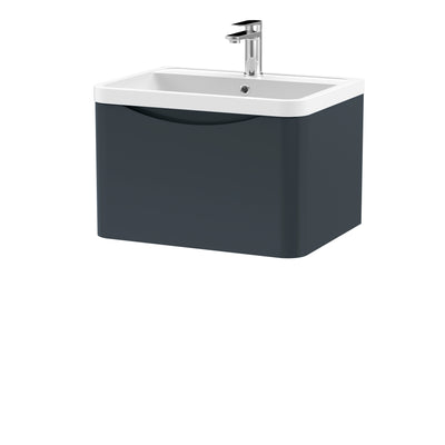 Nuie Lunar 600 x 445mm Wall Hung Vanity Unit With 1 Drawer & Polymarble Basin - Anthracite Satin