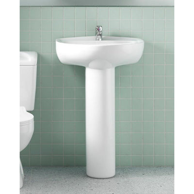 Layla 550mm Basin With 1 Tap Hole & Full Pedestal