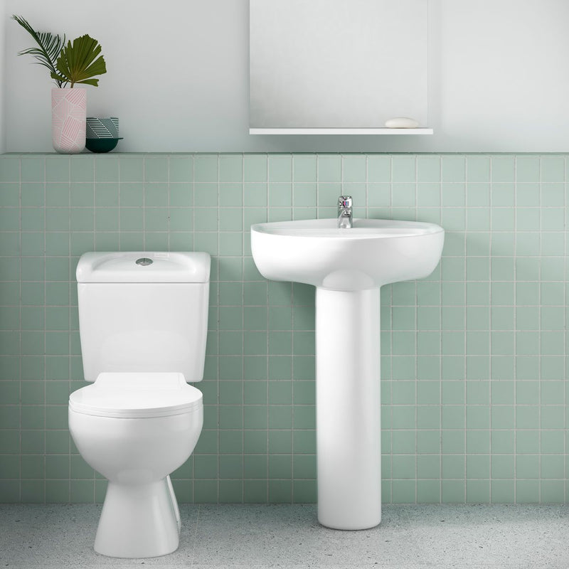 Layla 550mm Basin With 1 Tap Hole & Full Pedestal