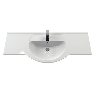 Nuie Mayford 1200 x 330mm Floor Standing Vanity Unit With 3 Doors, 3 Drawers & Ceramic Basin - Gloss White