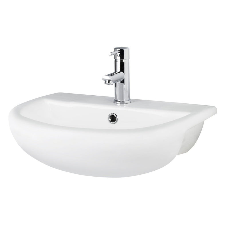 Nuie Semi Recess Basin With Overflow 520 x 415mm - White