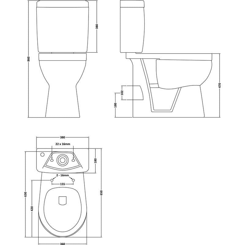 Nuie Doc M Dual Flush Comfort Height Close Coupled Toilet & Seat