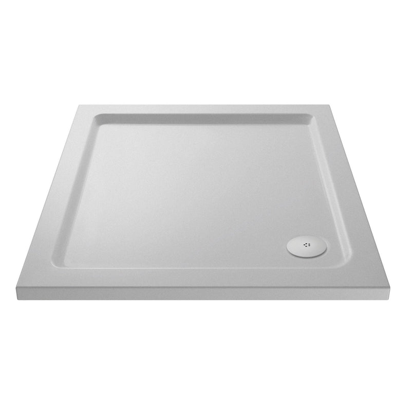 Nuie Slip Resistant Square Matt White Stone Resin Shower Tray - 760 x 760mm