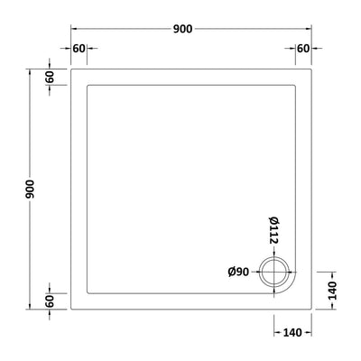 Nuie Slip Resistant Square Matt White Stone Resin Shower Tray - 900 x 900mm