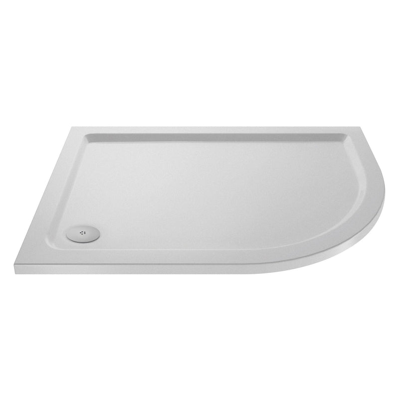 Nuie Slip Resistant Offset Quadrant Matt White Stone Resin Shower Tray - 1200 x 900mm, Right Hand
