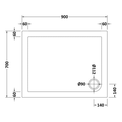 Stone Resin 40mm Rectangular Shower Tray & Waste 900 x 700mm