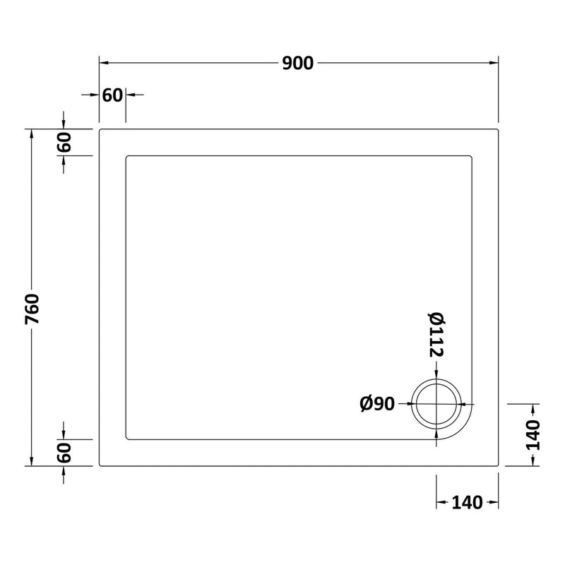 Stone Resin 40mm Rectangular Shower Tray & Waste 900 x 760mm