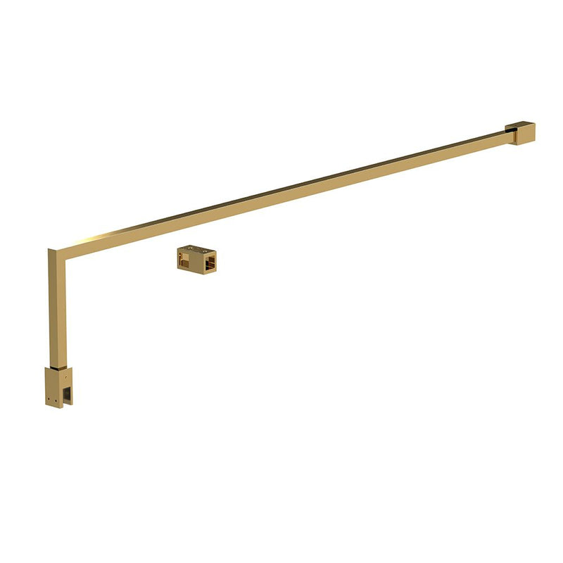 Nuie Fluted 8mm Wetroom Screen & Support Bar (1850mm High) - Brushed Brass